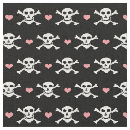 Skull & Heart mode Fabric - Piraten / Halloween Stoff
