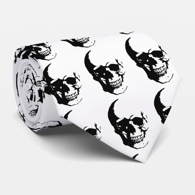 Skull - Heavy Metal Fantasy Art Krawatte (Gerollt)