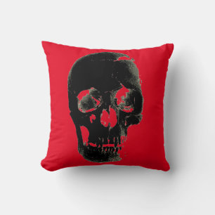 Skull Heavy Metal Fantasy Art Red Black Kissen