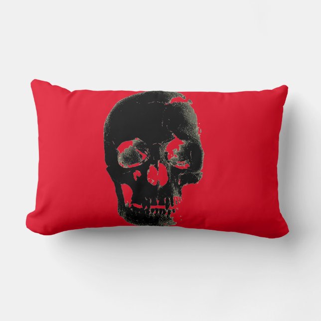 Skull Heavy Metal Fantasy Art Red Black Lendenkissen (Vorderseite)