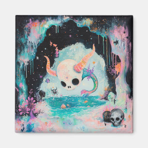 Skull Horned Sea Serpent Magical Hexe AI Art Magnet