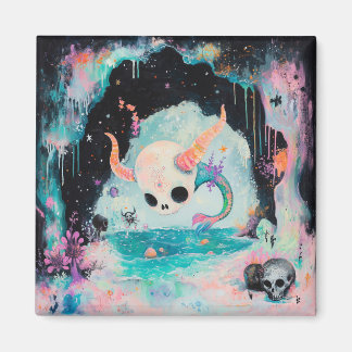 Skull Horned Sea Serpent Magical Hexe AI Art Magnet