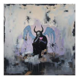 Skull Horns Magical Hexy AI Art Semi Gloss Poster