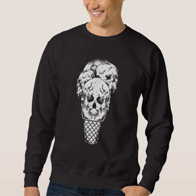 Skull Ice Cream Cone Gothic Goth Creepy Halloween  Sweatshirt (Vorderseite)