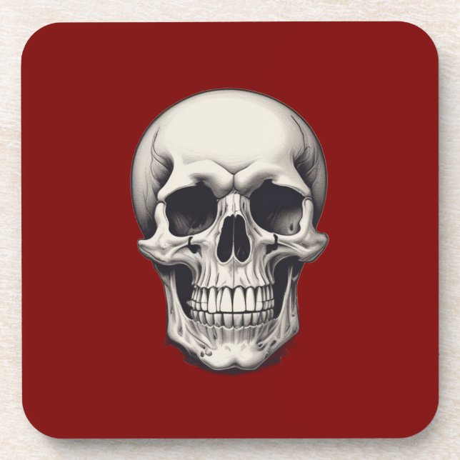 Skull Illustration Getränkeuntersetzer (Vorderseite)