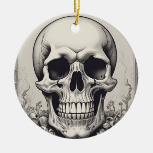 Skull Illustration Keramik Ornament