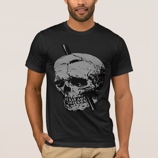 Skull Illustration mit Tamping Eisen Vector Grau T-Shirt (Vorderseite)