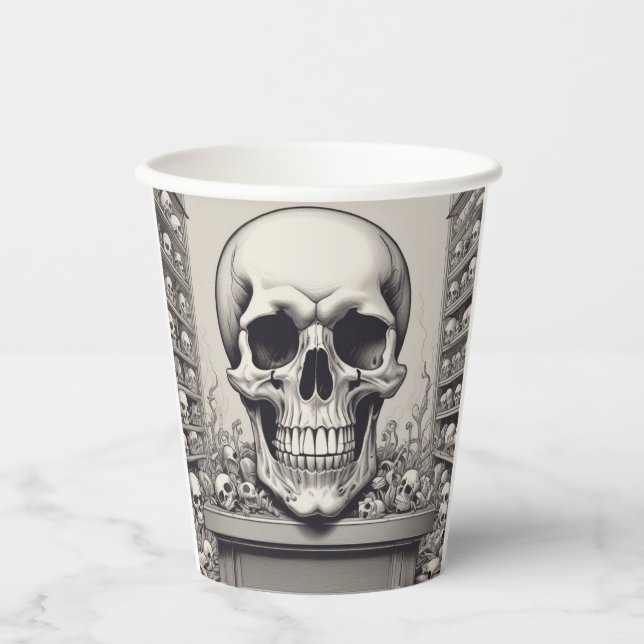 Skull Illustration Pappbecher (Vorderseite)
