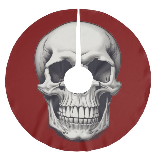 Skull Illustration Polyester Weihnachtsbaumdecke (Vorderseite)