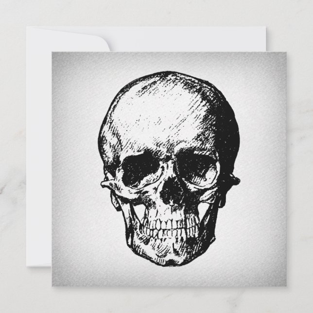 Skull Illustration Vintag Art Einladung (Vorderseite)