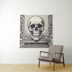 Skull Illustration Wandteppich