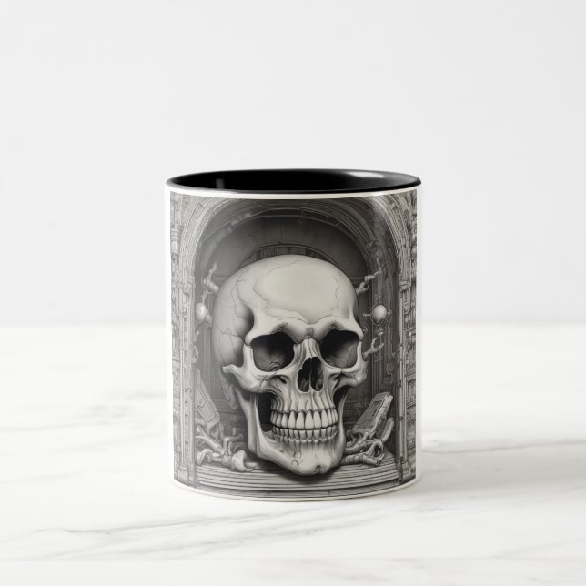 Skull Illustration Zweifarbige Tasse (Mittel)