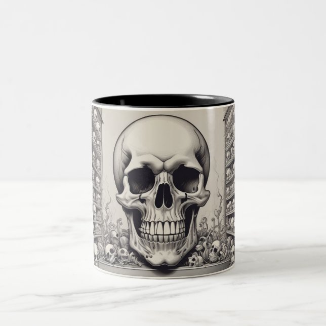 Skull Illustration Zweifarbige Tasse (Mittel)