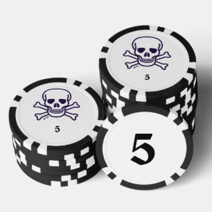 Skull in Bones 5 Streifen Poker Chip
