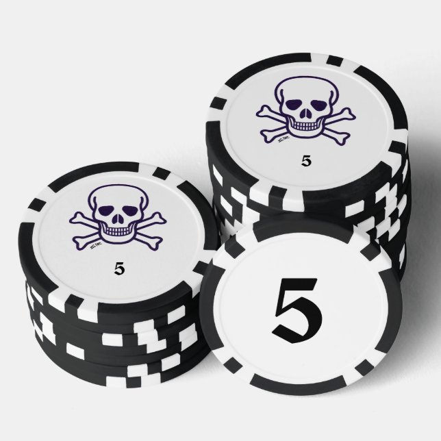Skull in Bones 5 Streifen Poker Chip (Stapel)