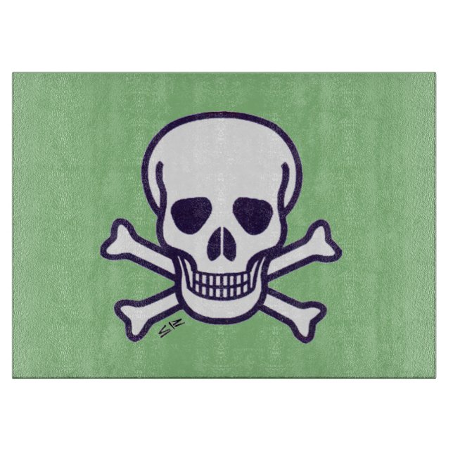 Skull in Knochen grüne Glas-Schneide-Karte Schneidebrett (Vorderseite)