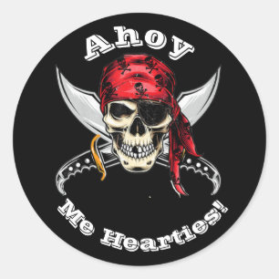 Skull in Knochen Pirate Legende Runder Aufkleber