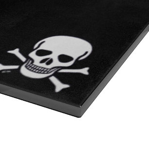 Skull in Knochen schwarze Glas Schneide Karte Schneidebrett