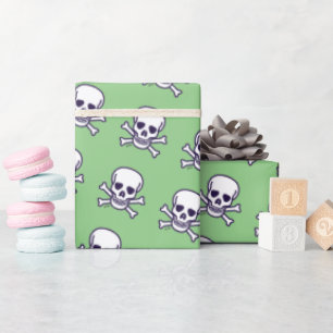Skull in Knochen weißes, glänzendes Papier Geschenkpapier