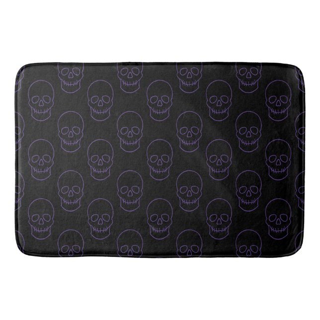 Skull in Lila und schwarz Badematte (Vorderseite)