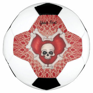 Skull in Red Heart of Bones Weiße Abstrakte Linien Fußball