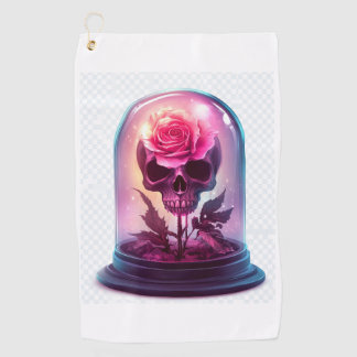 Skull in Rose Glass Golfhandtuch