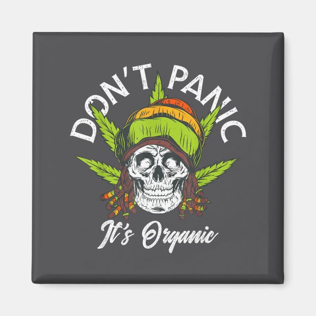 Skull Jamaica Rasta Funny Don´t Panic It´s Organic Magnet (Vorne)