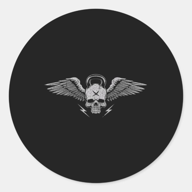 Skull Kettlebell Trainingsgerät für Stärke Runder Aufkleber (Vorderseite)