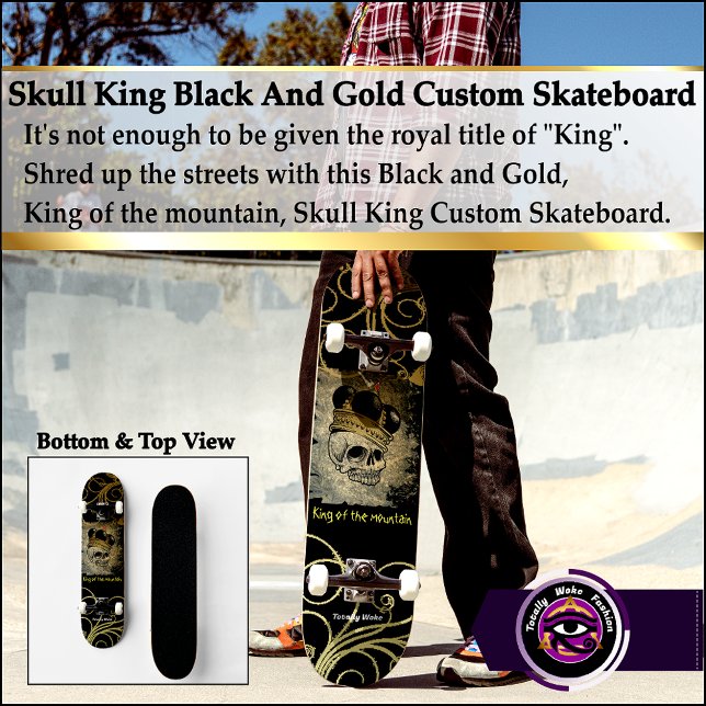 Skull King Black and Gold Custom Skateboard (Von Creator hochgeladen)