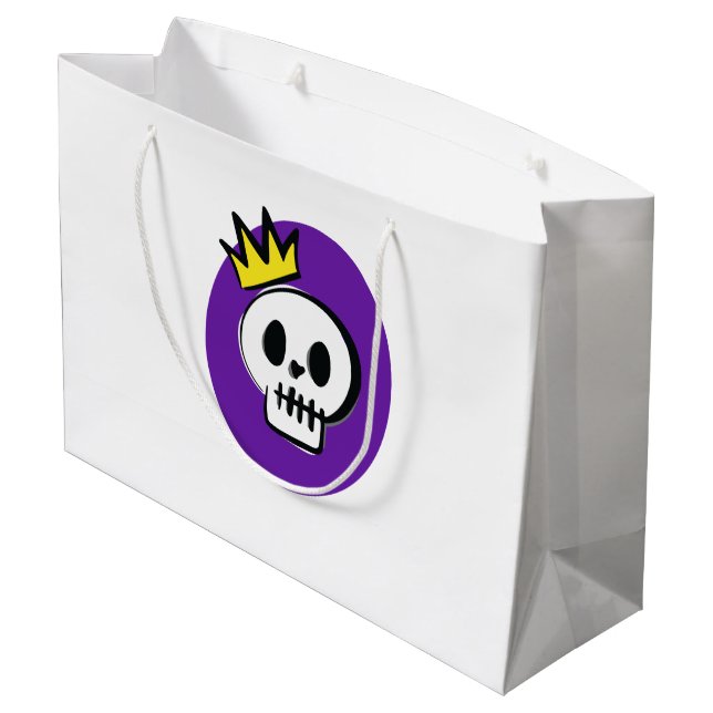 Skull King - Minimal Halloween-Geschenktasche Große Geschenktüte (Rückseite Schrägansicht)