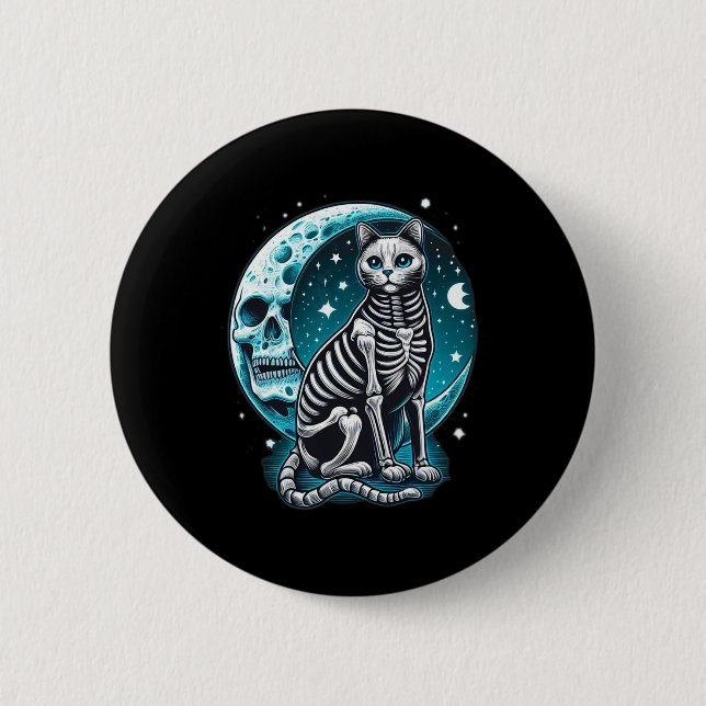 Skull - Kitty Skeleton Halloween Kostüm Idee Button (Vorderseite)