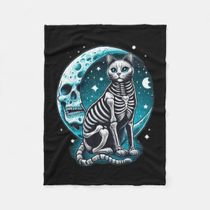 Skull - Kitty Skeleton Halloween Kostüm Idee Fleecedecke