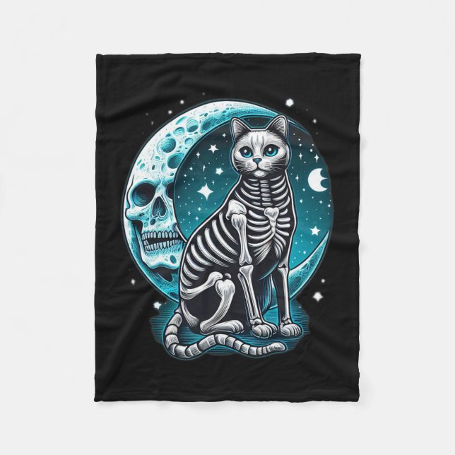 Skull - Kitty Skeleton Halloween Kostüm Idee Fleecedecke (Vorderseite)