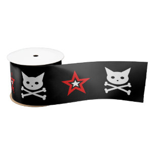 Skull Kitty & Stars {CRAFTY} Satin Ribbon Satinband