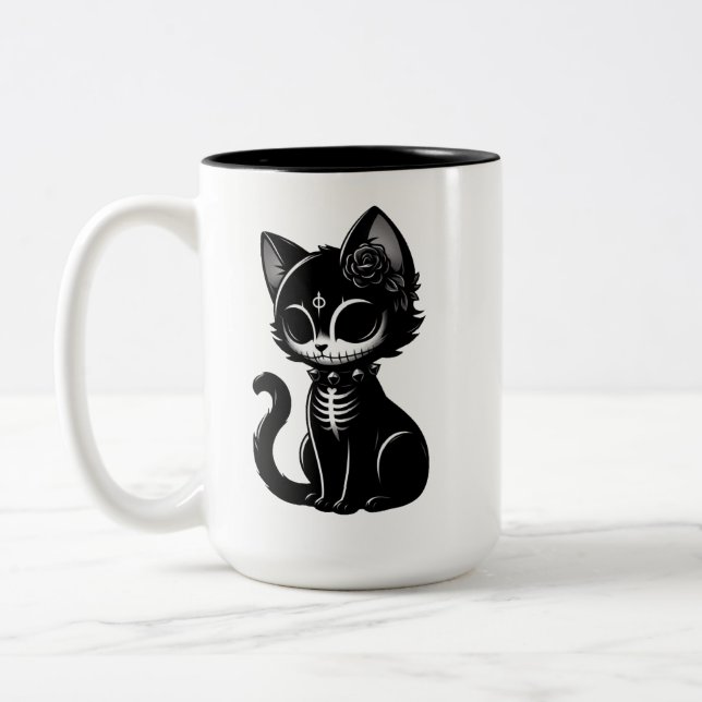 Skull Kitty Zweifarbige Tasse (Links)