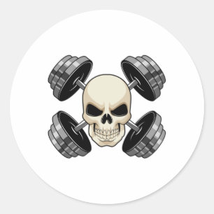 Skull-Krafttraining Dumbells Runder Aufkleber