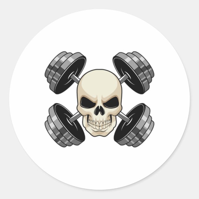 Skull-Krafttraining Dumbells Runder Aufkleber (Vorderseite)