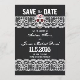 Skull & Lace 5" x 7" Save the Date Karte