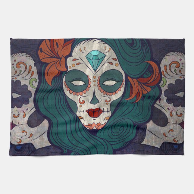 Skull Ladys Geschirrtuch (Horizontal)