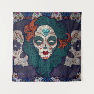 Skull Ladys Wandteppich