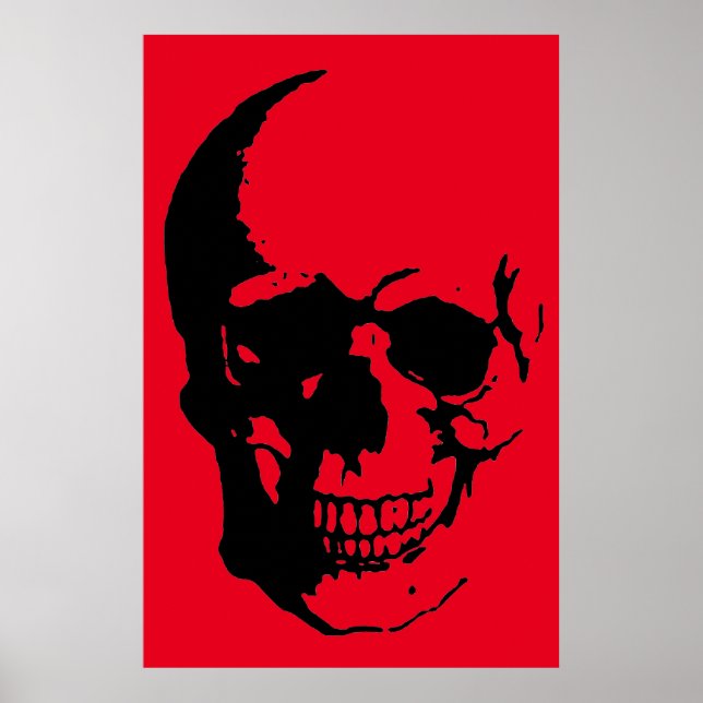 Skull Large Poster Print - Black & Red Fantasy Art (Vorne)