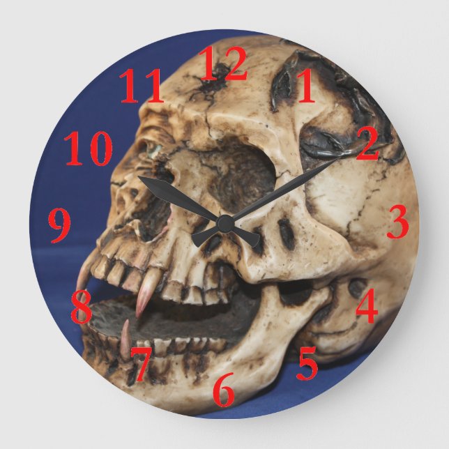Skull Large Round Große Wanduhr (Vorderseite)