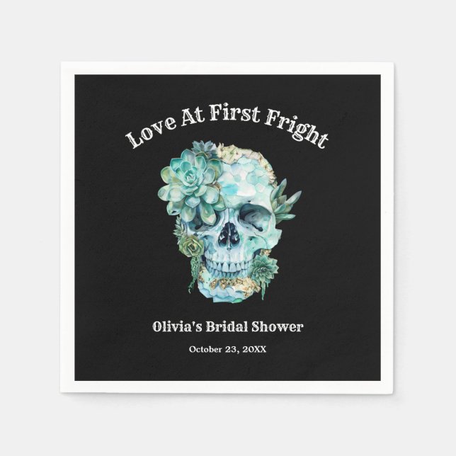 Skull-Liebe im First Fright Halloween-Brautparty Serviette (Vorderseite)