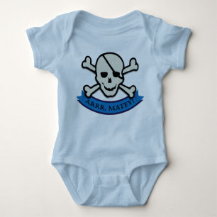Skull - Light Blue Baby Jersey Bodysuit Baby Strampler