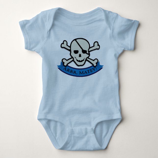 Skull - Light Blue Baby Jersey Bodysuit Strampler (Vorderseite)