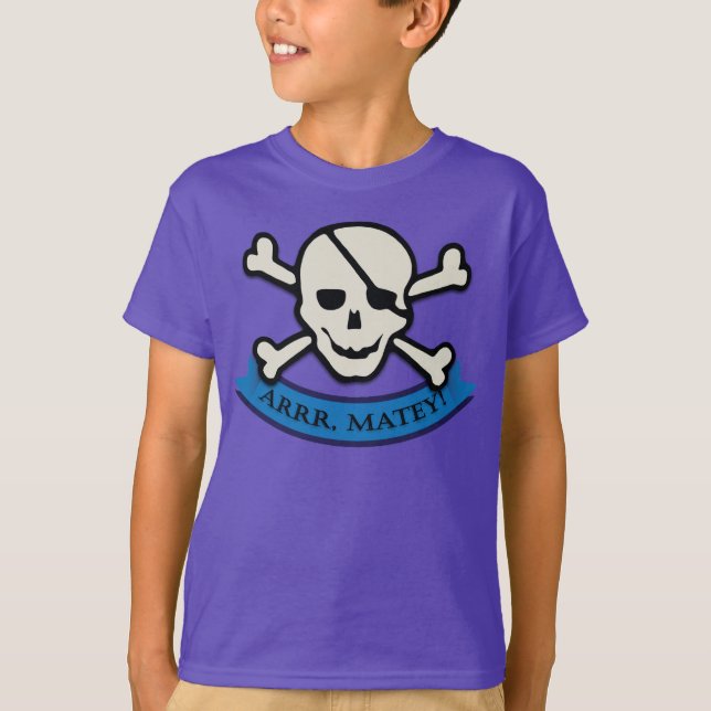 Skull - Lila Kids' Basic Hanes Tagless T - Shirt (Vorderseite)