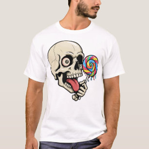 Skull Lollipop T - Shirt - Creepy Skeleton Candy