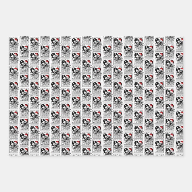 Skull lover bookish Christmas gothic wrapping pape Geschenkpapier Set (Vorderseite)