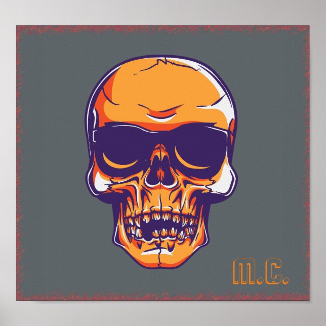 Skull M.C. Biker Eerie Orange Poster (Vorne)