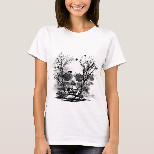 SKULL MANSION - Spuk Haus - Horror - Halloween T-Shirt (Vorderseite)